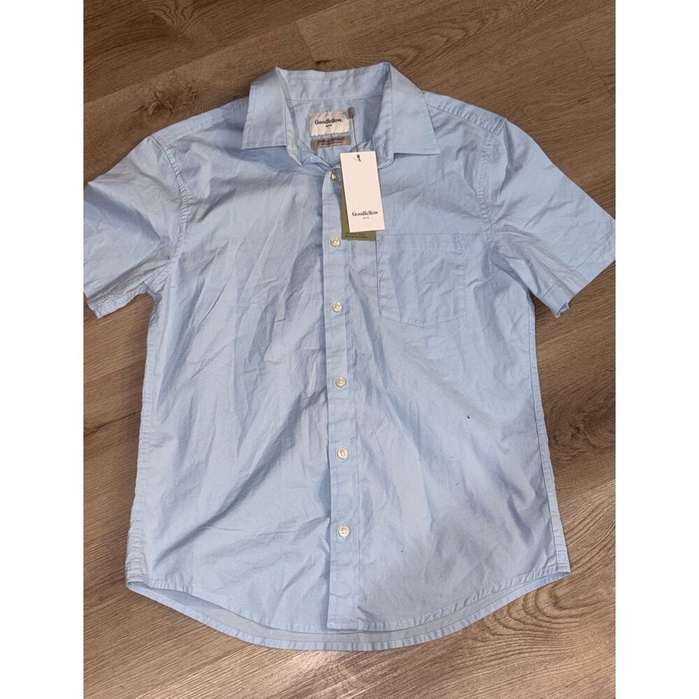 Men's Short Sleeve Poplin Shirt - Goodfellow & Co™ Clean Blue Small